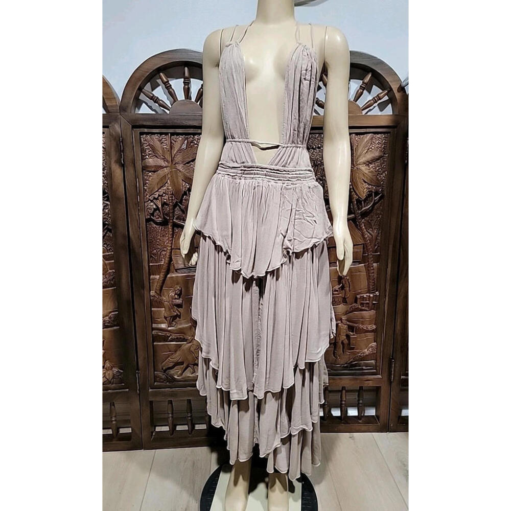Free People Drop Dead Beauty Size L Lost In A Shell Maxi Dress #CB2 - Picture 4 of 14